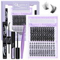 QUAFFLY 184Pcs Eyelash Extension Kit with Bottom Lashes, Adhesive & Tools