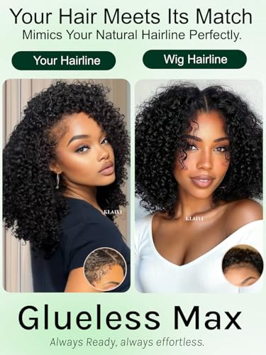 KLAIYI 20-Inch Afro Kinky Curly Lace Front Wig - Glueless, Pre-Plucked