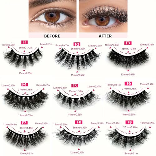 Ellazzle 18 Pairs Wispy 3D Faux Mink Eyelashes - 9 Pack