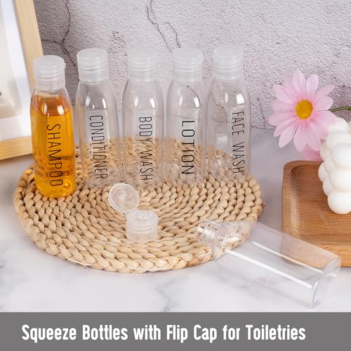 3.4 oz TSA-Approved Travel Bottles 6-Pack with Printed Labels