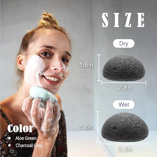 myHomeBody Natural Konjac Facial Sponges - Charcoal & Aloe