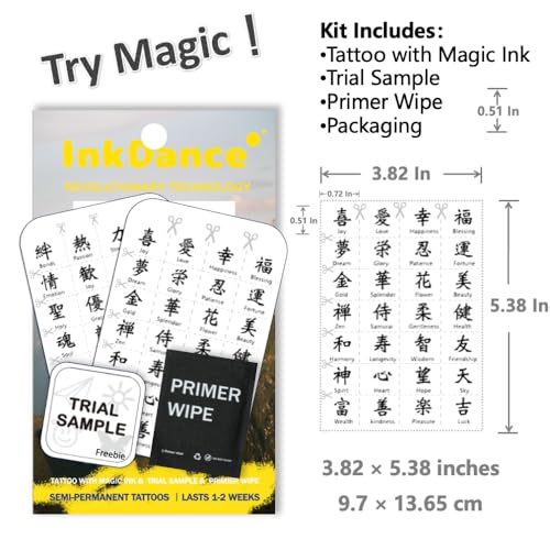 Kanji Temporary Tattoo - Waterproof Plant-Based Ink, Lasts 1-2 Weeks