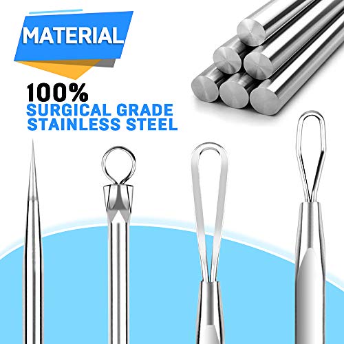 Silver Pimple Extractor Acne Removal Tool 2-in-1 Face Nose Blackhead Popper