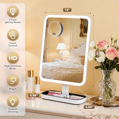 VORREMIRR Hollywood Vanity Mirror with Lights - 15"x12" Dimmable LED Makeup Mirror