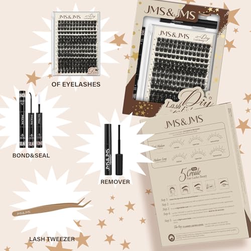 JMS Black Pearl 200D Silk Lash Clusters Kit with Tools