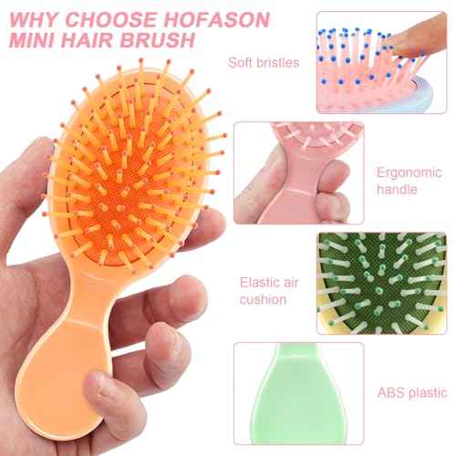 HOFASON 14 Pieces Bulk Mini Wet Hair Brush & Mini Combs Set for Kids Girls Women, Bridesmaid Gifts, Spa Party Supplies, Summer Stuff, 7 Travel Small Brush for Hair 7 Fine Wide Hair Combs for Boy Men