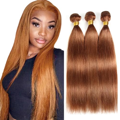 Brazilian Virgin Remy Hair Bundles Straight #30 Brown 3 Pack