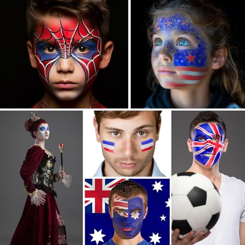 Patriotic US Flag Face Paint Kit - Red, White & Blue Body Paint