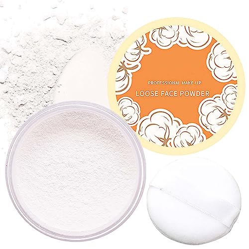 Oil Control Loose Face Powder with Puff, Translucent Setting Powder
