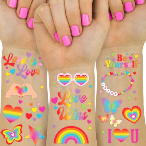 xo, Fetti Pride Rainbow Temporary Tattoos - 60 Pack