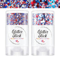 4th of July Body Glitter Stick - Red White Blue Chunky Glitter, 2 Pack
