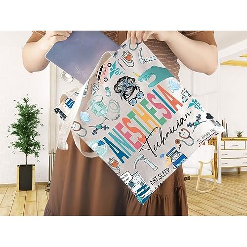 WCGXKO Anesthesia Technician Gift CRNA Anesthesia Tech Week Gift Canvas Tote Bag
