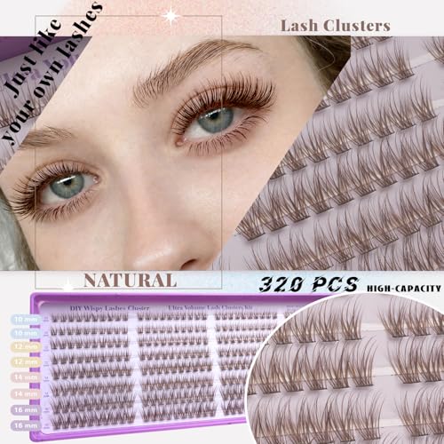 Wispy Lash Clusters Kit - 320 Pcs C Curl Individual Eyelashes 10-16mm