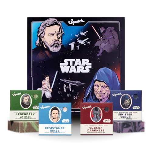 Dr. Squatch Soap Star Wars Soap Episode II - 4 Bar Bundle and Collector¡¯s Box - Legendary Lather, Sinister Scrub, Suds of Darkness, Resistance Rinse