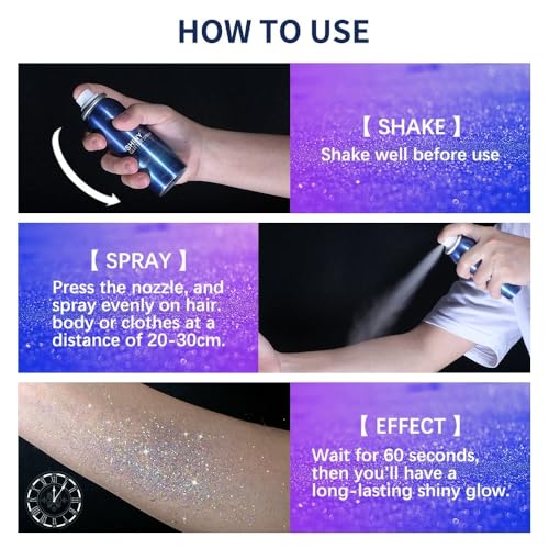 Body Glitter Spray 60ml - Long Lasting Silver Shimmer