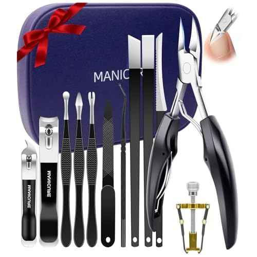 Toenail Clippers for Thick Nails - Ingrown Toenail Removal Kit - 12Pcs Podiatrist Grade Toe Nail Clippers for Seniors Men Women - Professional Home Pedicure Tools for Feet