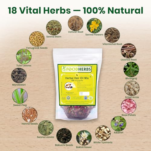 Foodherbs Herbal Hair Oil Mix | 18 Ayurvedic Herbs DIY Infusion