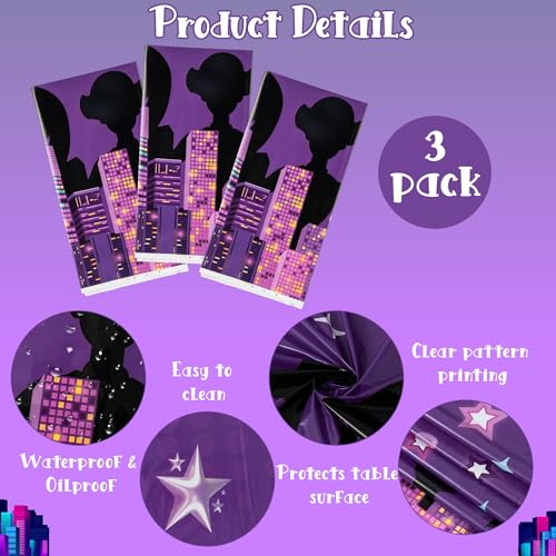 K-Pop Singer Tablecloths 3-Pack, 220x130cm Disposable Purple
