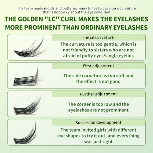 Lash Extension Kit LC Curl DIY Eyelash Extension Natural Look Faux Mink Lash Clusters With Bottom Lashes, 10-12mm Individual Lashes With Lash Remover & Glue for Self Use