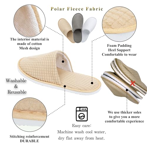 Non-Slip Washable Spa Slippers for Guests - Unisex Indoor Shoes (6-10 Pairs)