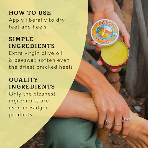 Badger Organic Foot Balm for Dry Cracked Heels, .75 oz