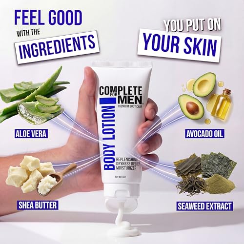 Men's Body Lotion with Shea & Aloe - Hydrating Non-Greasy Moisturizer for Dry Skin