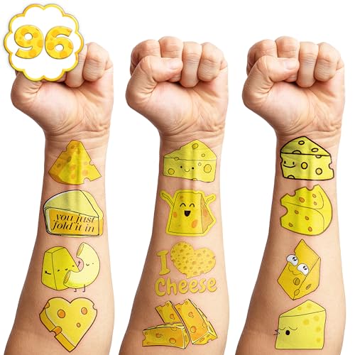 96 Cheese Temporary Tattoos - Party Favors & Decorations