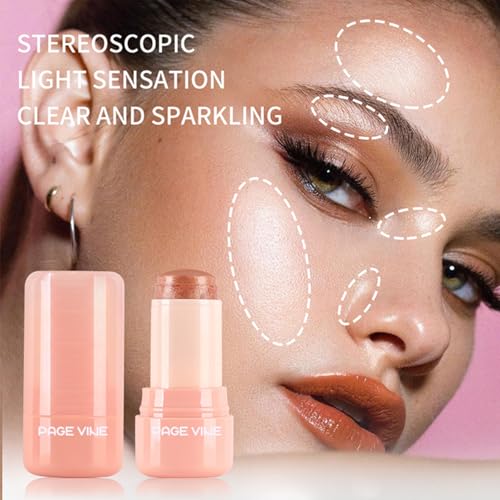 Cream Highlighter Stick 2-Pack - Jelly Gel Shimmer for Face & Body
