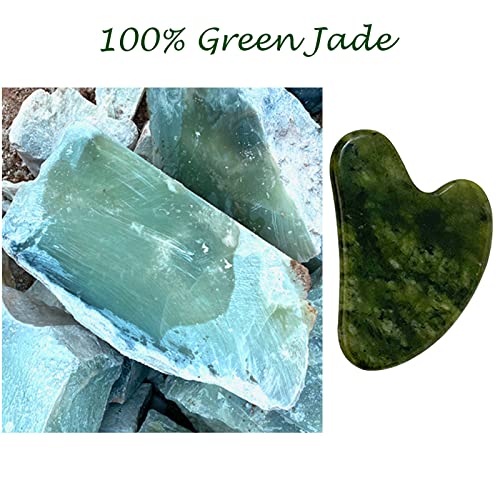 OXT Gua Sha Facial Tool - Natural Jade Stone, Dark Green