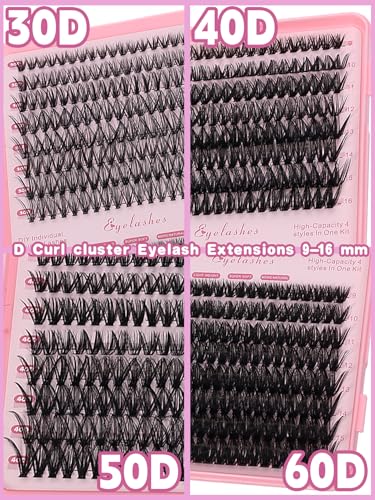 Lash Clusters Kit 640 Pcs with Glue & Remover – D Curl Eyelash Extensions