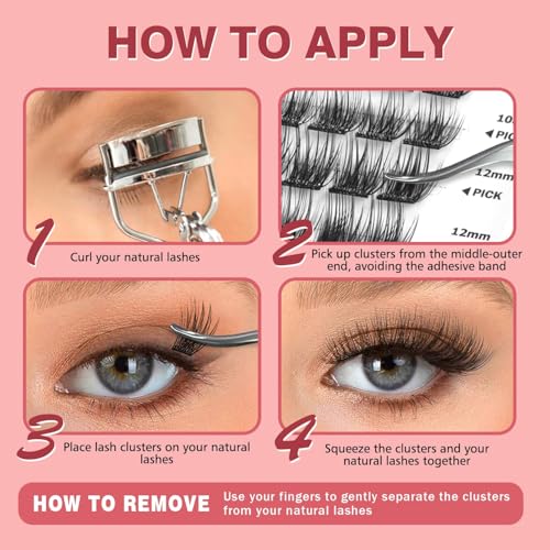 Self-Adhesive Lash Clusters, 240PCS, 8-16mm, No Glue Needed