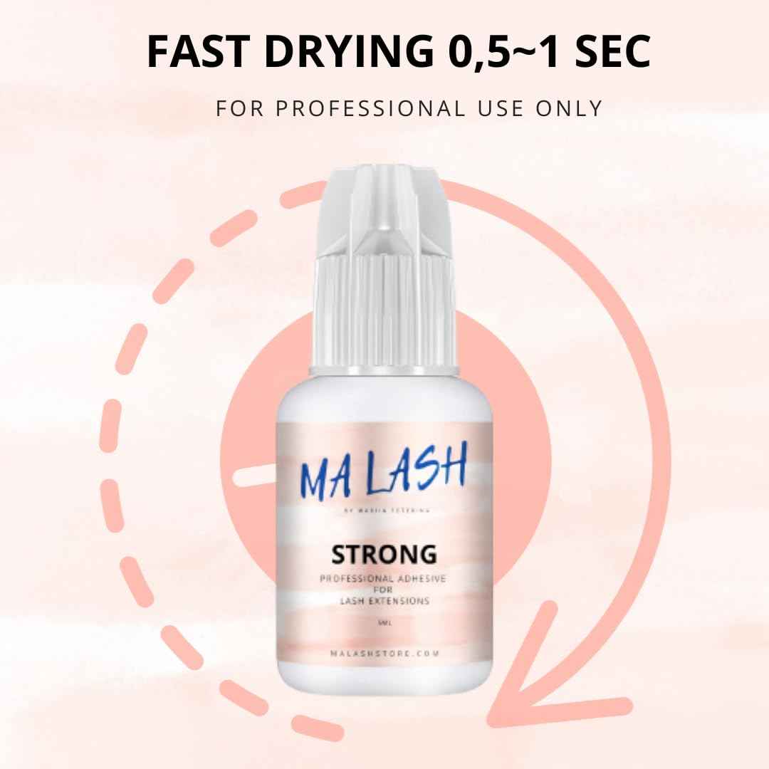 MA LASH Strong Eyelash Extension Adhesive Glue - 0.17fl.oz / 5ml - Ultra-Fast 0.5-Second Drying Time - 8 Weeks Retention - Professional-Grade, Black