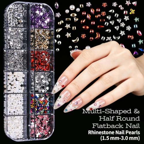 Nail Art Kit with 5 Charm Boxes, 15 Brushes & Dotting Tools