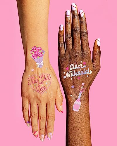 xo, Fetti Elder Millennial Temporary Tattoos - 44 Iridescent Designs