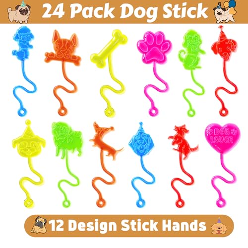 48 Pc Dog Party Favors Set - Stick Hands & Tattoos