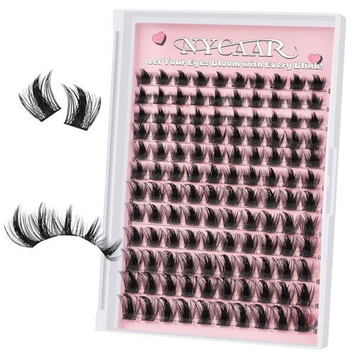 NYCAAREyelash Clusters Wispy Eyelash Clusters 144pcs D Curl 8-18mm Lash Clusters Fluffy Individual Lashes Volume Thin Band Cluster Eyelash Extensions Easy DIY for Beginners(NY02,D-8-18MIX-ZZLJ-3)