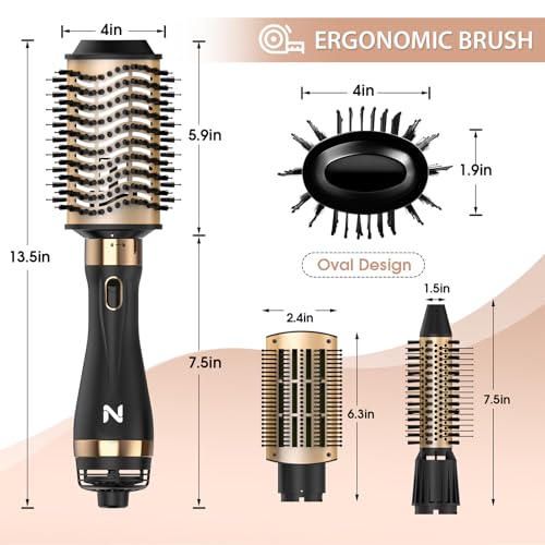 Natrial Hot Air Brush Blow Dryer - 3 Heat Settings, Ceramic, All Hair Types