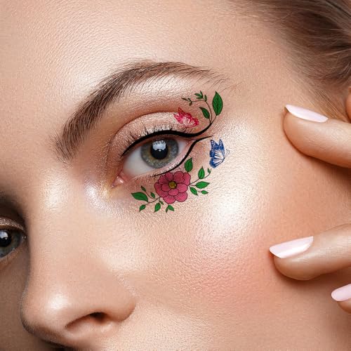 60 Pairs Halloween Christmas Eye Shadow Tattoo Sticker Eyeliner Temporary Tattoos Transfer Eyeshadow Stickers for Women Eye Makeup Decorations