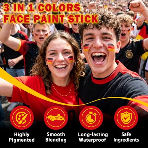 Germany Face Paint Stick - 3-in-1 Sports Colors for Fans