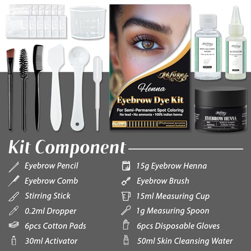 InkForge Henna Eyebrow Color Kit - Waterproof, Natural Look