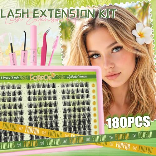 180Pcs Manga Spiky Eyelash Clusters Kit with Glue & Tools