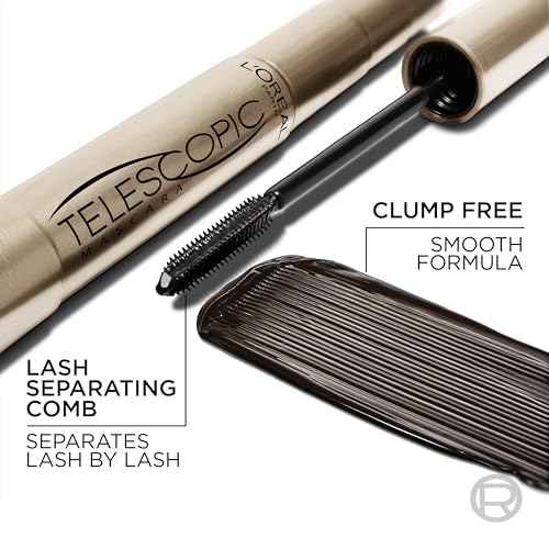 L'Oreal Paris Makeup Telescopic Original Lengthening, Lash Separating Mascara with Dual Precision Brush, Washable, Blackest Black, 0.27 Fl Oz., 1 Count