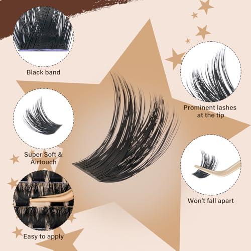 JMS Black Pearl 200D Silk Lash Clusters Kit with Tools