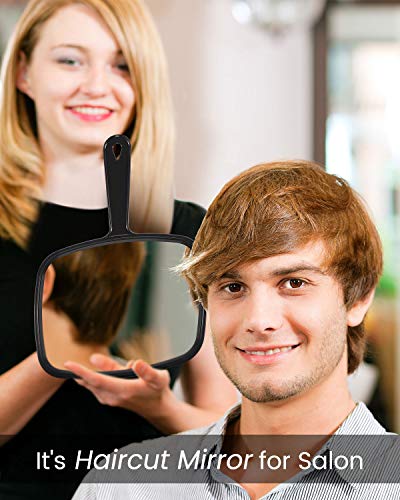 PROTECLE Hand Mirror 9.3" Barber Mirror, Distortion-Free Black