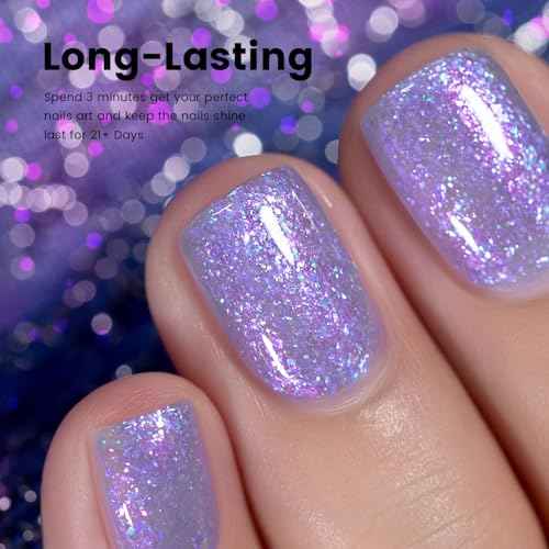 RARJSM 15ML Mermaid Glitter Gel Nail Polish Blue Purple Shell Gel Polish Pink Purple Shimmer Nail Gel Polish Soak off UV Blue Changing Glitter Sequins Gel Polish for Nail Art DIY Salon at Home