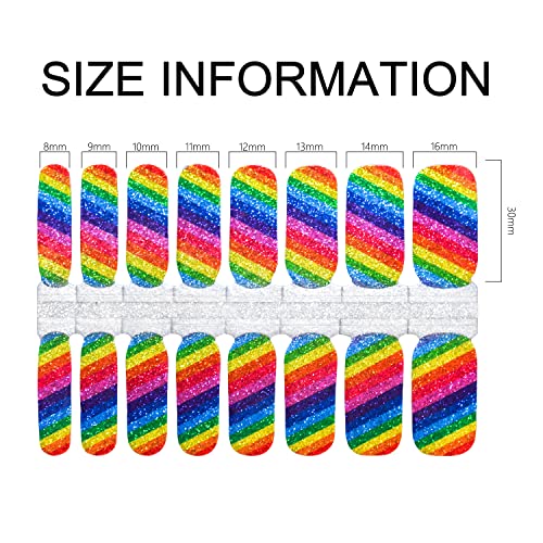 SILPECWEE 5 Sheets Rainbow Nail Wraps for Women Nail Polish Strips Self Adhesive Nail Polish Stickers Gel Nail Strips Stick on Nails for Manicure Design with 1pc Nail File