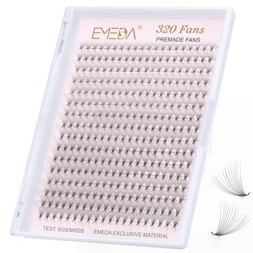EMEDA 320 Fans Premade Lash Fans Pointy Thin Base 5D/8D/10D/14D/16D/20D Premade Fans Eyelash Extensions Stable D Curl Lash Extension Premade Fans Pre Volume Lash Extensions (14D-0.05-D-8-15mm)