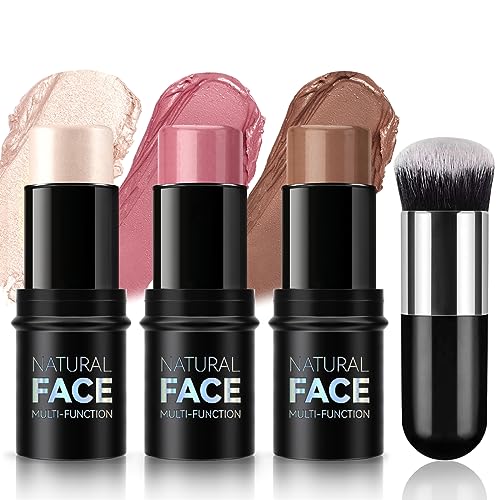 NewBang 3-Piece Cream Blush Contour Highlighter Stick Set
