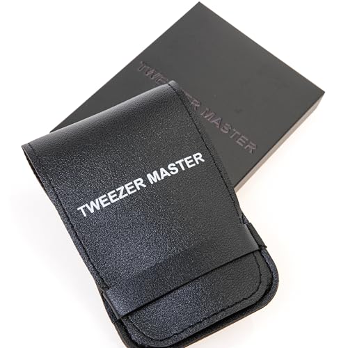 ? Professional Tweezer Set [Black] ? Stainless Steel Slant & Pointed Tips for Eyebrow & Facial Hair Removal ? Rust-Resistant Grooming Tool with Travel Case