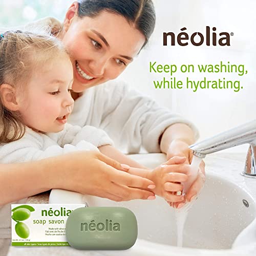 Neolia Olive Oil Soap Bar (8 Pack): Gentle Green Bar Cleanser Made with Organic Italian Extra Virgin Olive Oil & Aloe. Ideal Natural Soap for Dry Skin. Gentle Natural Cleanser for Sensitive Skin.